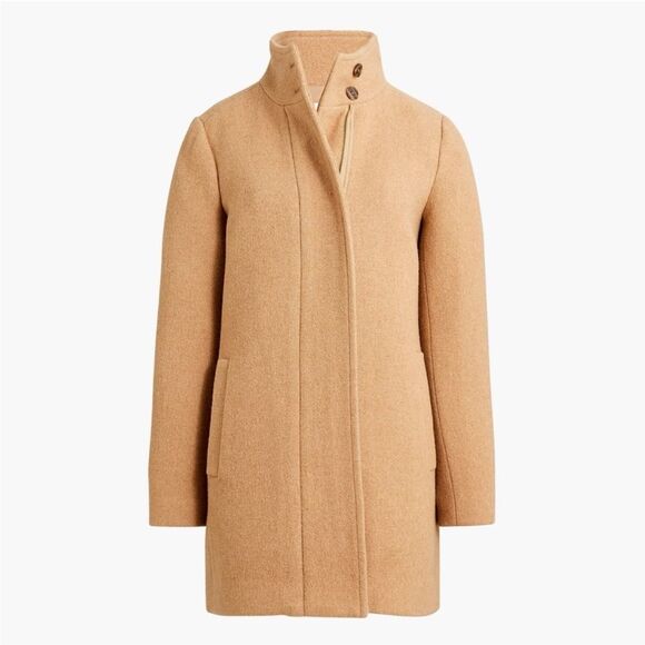 J. Crew factory city coat button neck wool blend tan new - Picture 1 of 14
